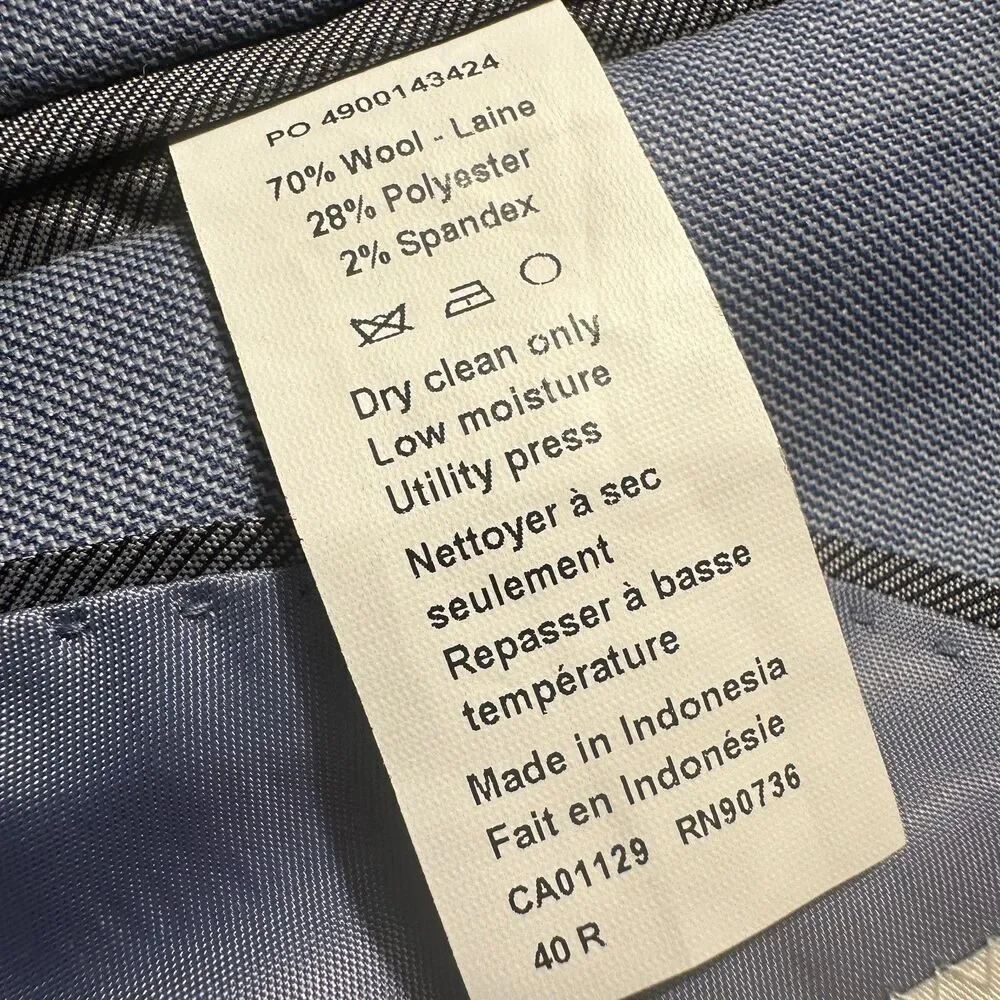 CALVIN KLEIN Mens Wool Blue Blazer 40R Sport Coat 2-Button Jacket Slim fit $460